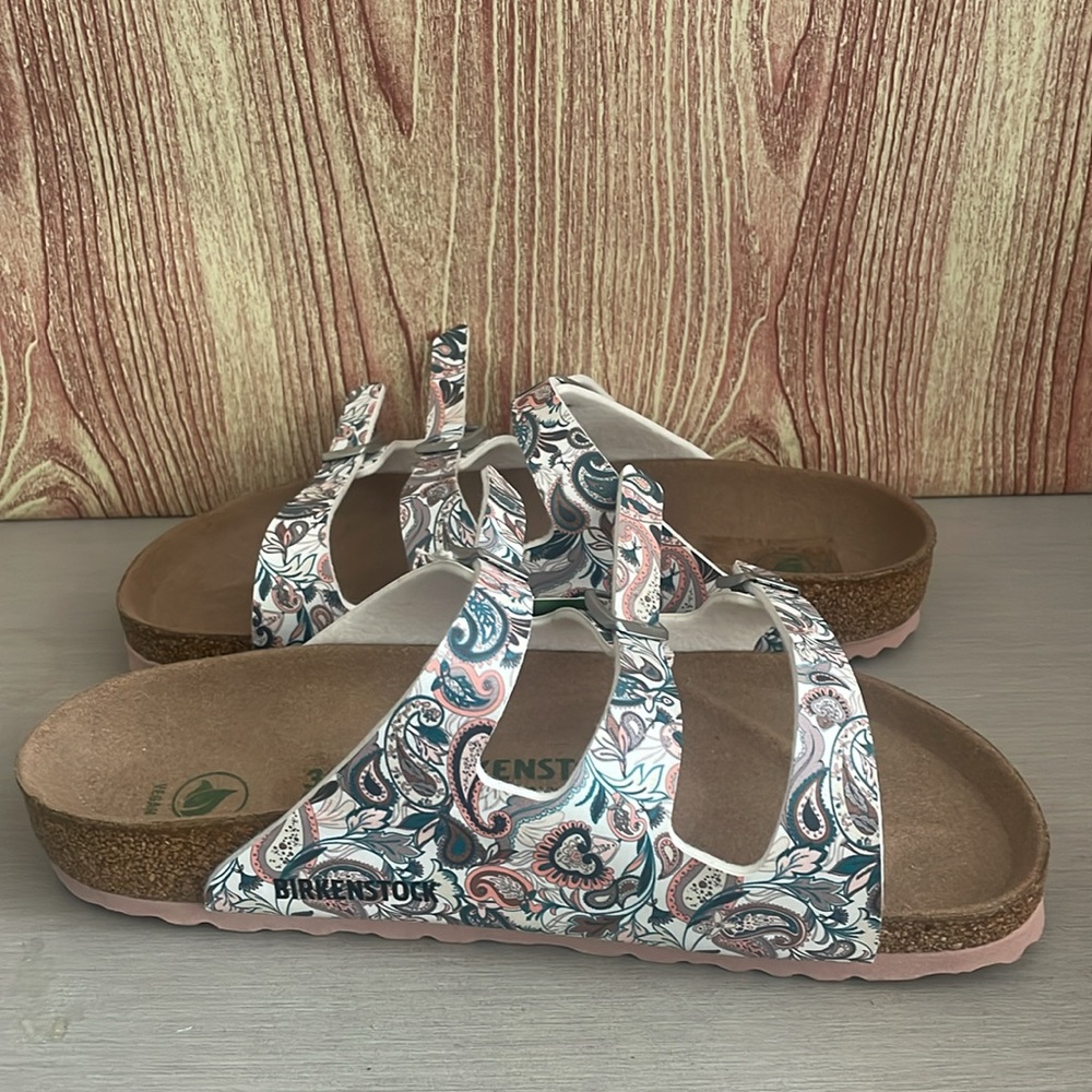 Birkenstock Vegan Florida Fresh Paisley Light Rose Sandals - Picture 7 of 8